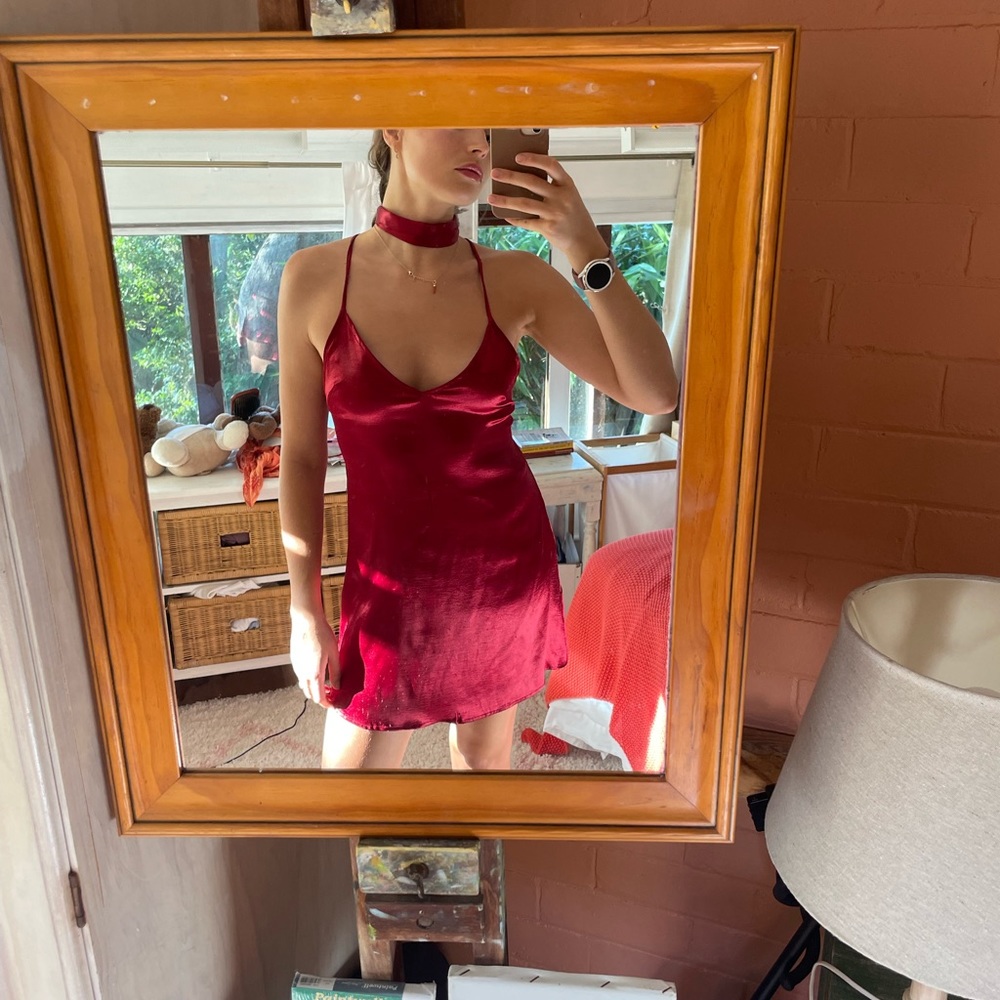 Satin red dress